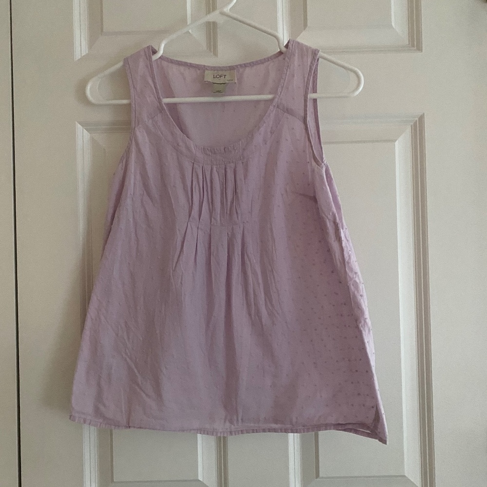Loft purple clip dot cotton tank